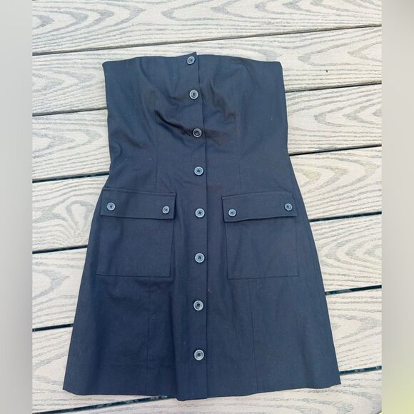 NWT Intermix small black strapless mini body-con office siren Y2K dress - Picture 2 of 9